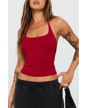Princess Polly Ezekiel U-Neck Halter Top - Red
