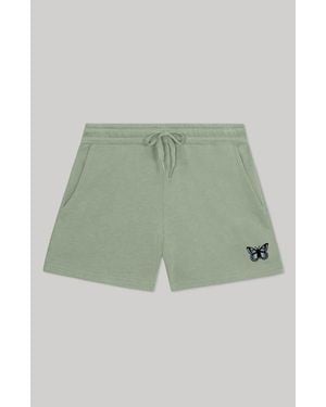 Alix Butterfly Midweight Washed Fleece Shorts - Green