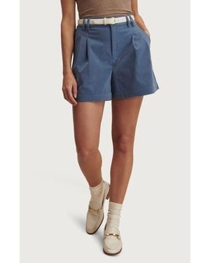 Varley Jorden Pleated Corduroy Shorts - Blue