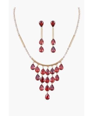 Modenaire Apple Crystal Necklace And Earring Set - White