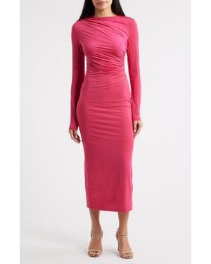 NIKKI LUND Hilda Long Sleeve Cocktail Dress - Red