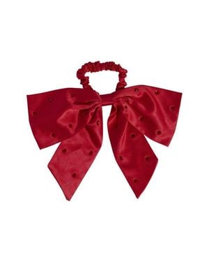 Kitsch Satin Rhinestone Bow Scrunchie (Limited Edition) - Red
