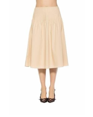 Alexia Admor Esme Pintuck Waist Full Poplin Skirt - Natural