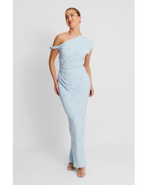 Six Stories Asymmetric Beaded Maxi Dress - Blue