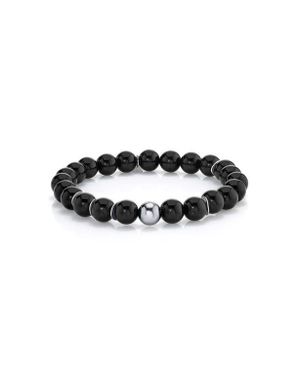 Mr Lowe by Sheryl Lowe Mr Lowe Bead Bracelet With Round Bead And 6 Wavy Disks - Black