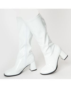 Unique Vintage Patent Gogo Boot - White