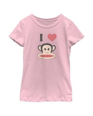 Paul Frank Girls' Distressed I Heart Julius Graphic Tee - Pink