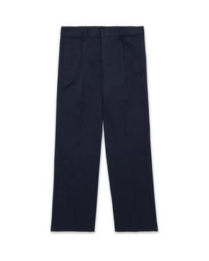 Fortela Cotton Gabardine Pants With Pleats - Blue