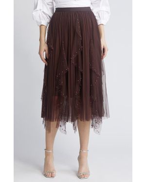 NIKKI LUND Wendy Beaded Tulle Skirt - Brown
