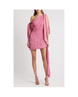 Cult Gaia Wonder One-Shoulder Micropleat Cocktail Minidress - Red