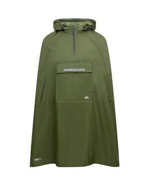 Trespass Qikpacgender Inclusive Hooded Waterproof Packaway Poncho - Green