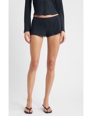 Bella Venice The Luna Low Rise Rib Cashmere Blend Shorts - Black