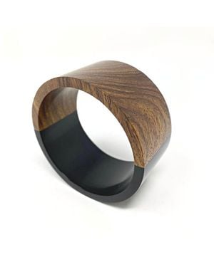 Youzey Two-Tone Wood Statement Stacking Bangle - Black