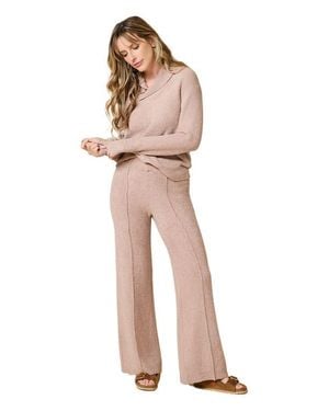 Softies Ultra-Marshmallow Shawl Collar With Pintuck Pant - Natural