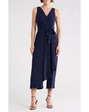 Connected Apparel Wrap Jumpsuit - Blue