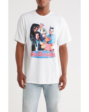 Merch Traffic No Doubt 1997 Tour Star Logo 2 Cotton Graphic T-Shirt - White