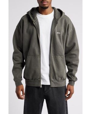 Obey Lowercase Pigment Zip Hoodie - Gray