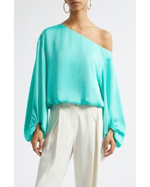 Ramy Brook Marley One Shoulder Long Sleeve Shirt - Blue