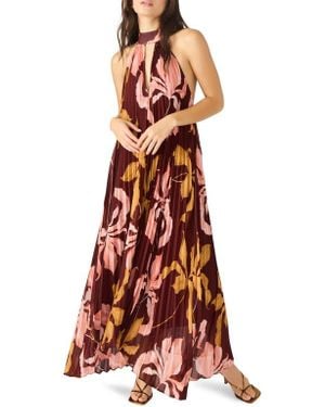 Steve Madden Maraya Floral Pleated Halter Neck Maxi Dress - White