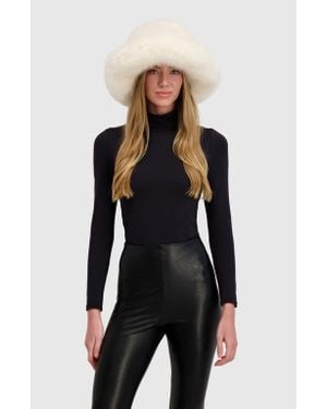 Lyla Grant Fur-Free Fox (Faux Fur) Bucket Hat - Black