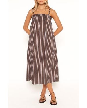 Petal & Pup Talita Striped Maxi Dress - Brown