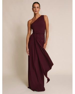 Six Stories One Shoulder Drape Stretch Bridesmaid - Purple
