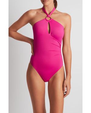 Ralph Lauren O-Ring Halter One-Piece Swimsuit - Pink