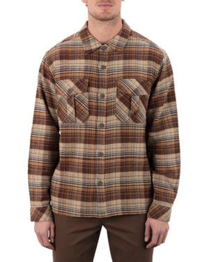 Hurley Santa Cruz Seaside Plaid Flannel Button-Up Shirt Jacket - Brown