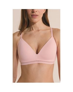Etam Happily Wireless Stretch Cotton Triangle Bra - Pink