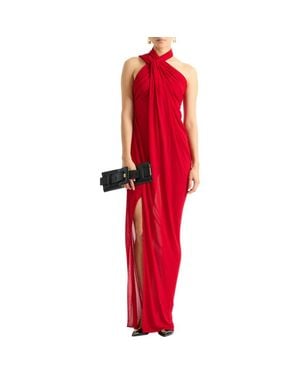 Balmain Long Draped Jersey Dress - Red