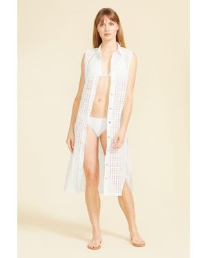 Sitano Sofia Sleeveless Shirt Dress With Slip - Natural