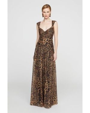 Halston Claudia Chiffon Gown - Natural