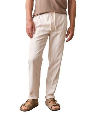 Marine Layer Saturday Stripe Drawstring Hemp Blend Beach Pants - Natural