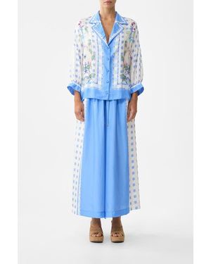 CAMILLA Wide Leg Elastic Waist Pant - Blue