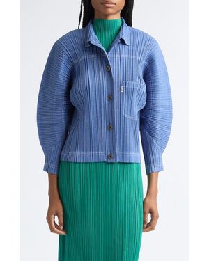 Issey Miyake Plissé Denim Jacket - Blue