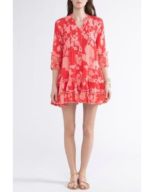 Sunday Saint Tropez Bella Ciao Cover-Up Flower Mini Dress - Red