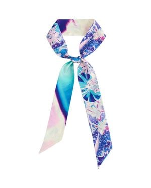 Lost Pattern X Nybg Orchid Neon Silk Twill Skinny Scarf - Blue