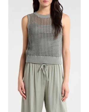 Splendid Camellia Open Knit Sleeveless Sweater - Gray