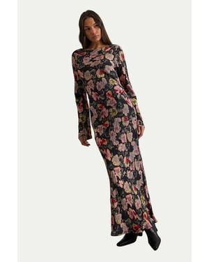 Warehouse Bias Cut Scoop Back Midaxi Dress - Black