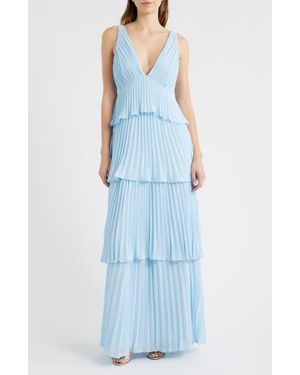 Lulus Tiered Gown Pleated - Blue