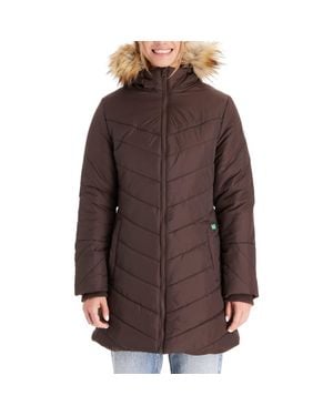 Modern Eternity Faux Fur Trim Convertible Puffer 3-In-1 Maternity Jacket - Brown