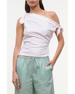 STAUD Bellaria One Shoulder Stretch Cotton Top - Blue