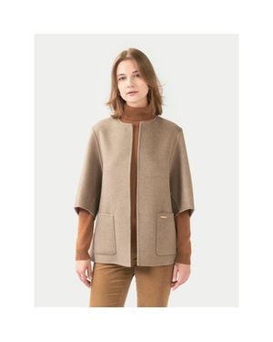 Gobi Cashmere Patch Pocket Cashmere Poncho Jacket - Natural
