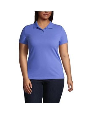 Lands' End Short Sleeve Basic Mesh Polo Shirt - Blue