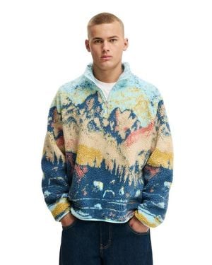 Cotton On Quarter Zip Teddy Fleece - Blue