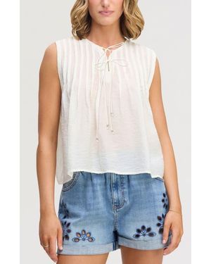 Sam Edelman Pintuck Sleeveless Top - White