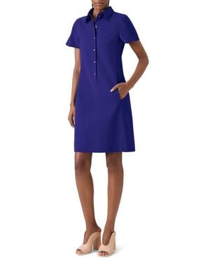 Akris Cotton & Silk Blend Double Face Polo Dress - Blue