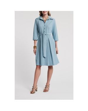 Frances Valentine Bellini Dress Waffle Weave Textured Poly - Blue