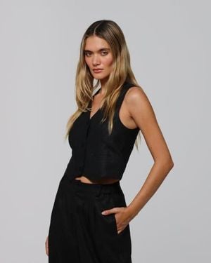 JUANA Hemp Tailored Vest - Black