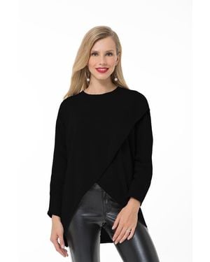 Accouchée Let Loose Crossover Long Sleeve Maternity/Nursing Knit Top - Black